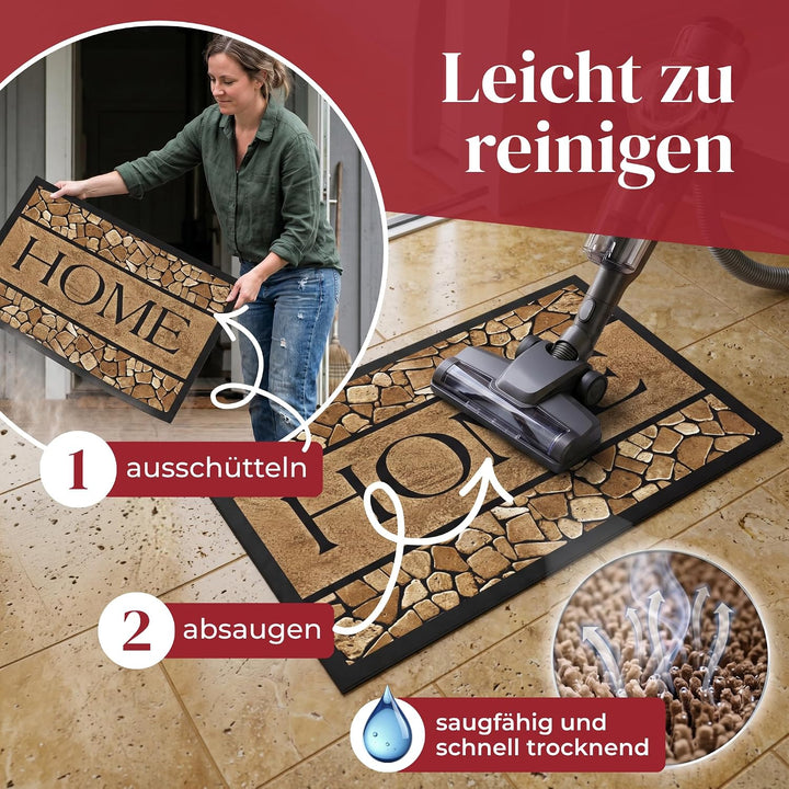 Hochwertige Fussmatte 60x80 cm (Large) – Schmutzfangmatte für Innen &amp; Aussen, rutschfest mit hoher S
