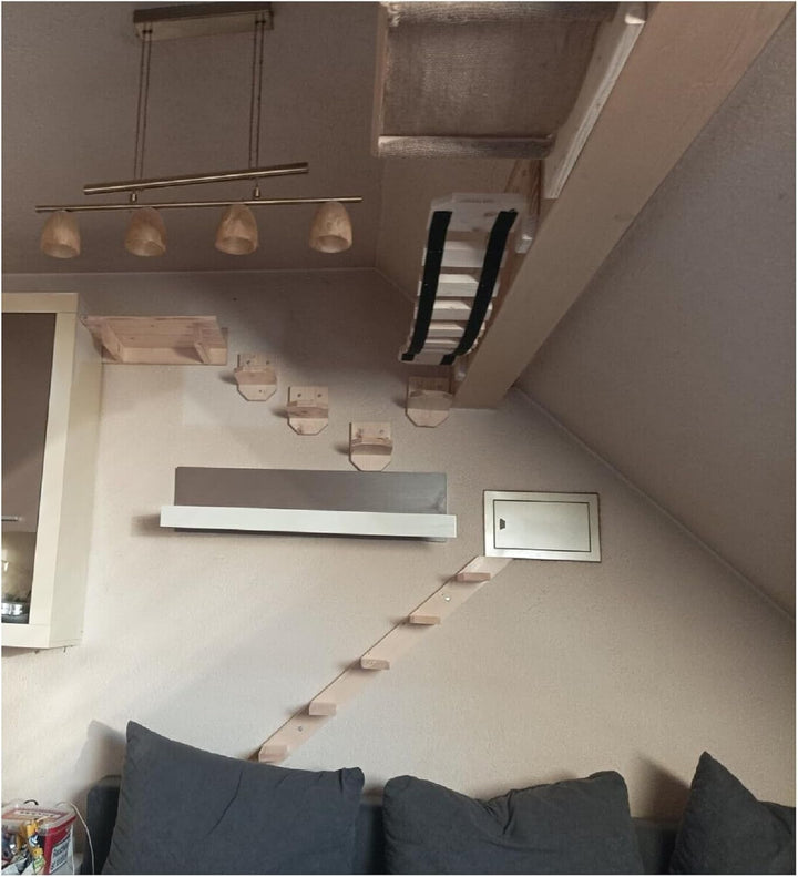 Katzenstufen Katzenleiter Katzentreppe Wandmontage Kletterwand Geflammt 5 Stufen