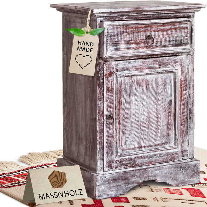 livasia Balinesischer Nachttisch – 45x30x60cm – Vintage Kommode, Wohnzimmer Kommode im Landhausstil