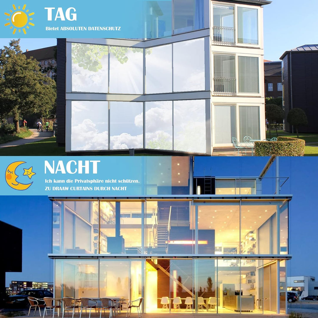Fensterfolie von innen Durchsichtig von aussen Blickdicht,Sonnenschutzfolie Fenster innen UV-Schutz