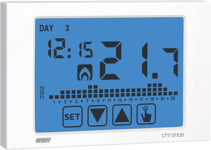 VEMER VE451100 Chronos - Digital Heizungsthermostat, Raumthermostat mit Touchscreen-LCD-Anzeige, Str