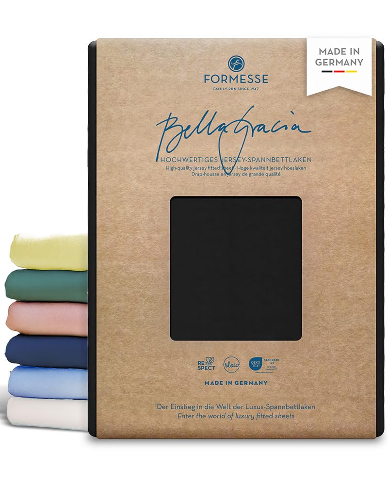 Formesse Bella Gracia Spannbetttuch Schwarz 120x190 - 130x220 120x190 - 130x220 cm Schwarz, 120x190