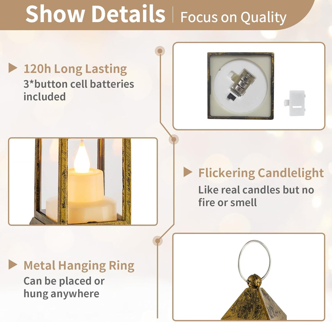 NUPTIO Laterne Kleine Weihnachten Deko - 10er led Teelichter Gold Mini Laternen für Draussen Flacker