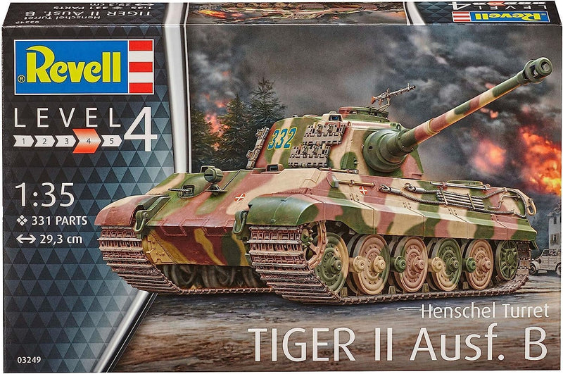 Revell 80-3249 Modellbausatz Panzer 1:35 - TigerII Ausf.B (Henschel Turret) im Massstab 1:35, Level