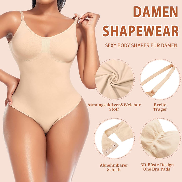 YARRCO Shapewear Damen Body Shaper Bauchweg Shaping Bodysuits Miederslip Figurformende Unterwäsche M