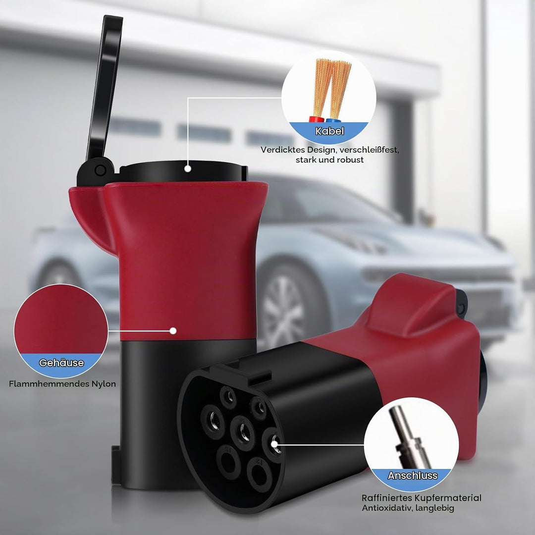 V2L Adapter für EV, 3,5 kW, 16 A, 220 V, Fahrzeugadapter zum Laden – Typ 2 auf Aussen-Schuko-Entlade