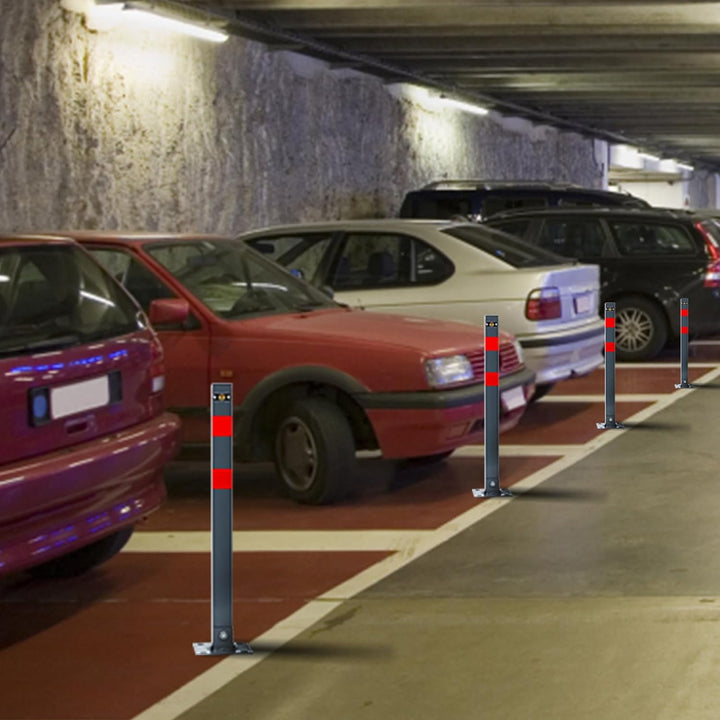 Sonnewelt 3x Parkpfosten Parkplatzsperre mit 3 Schlüsse, Parkplatzsperren mit Reflexstreifen, Klappb