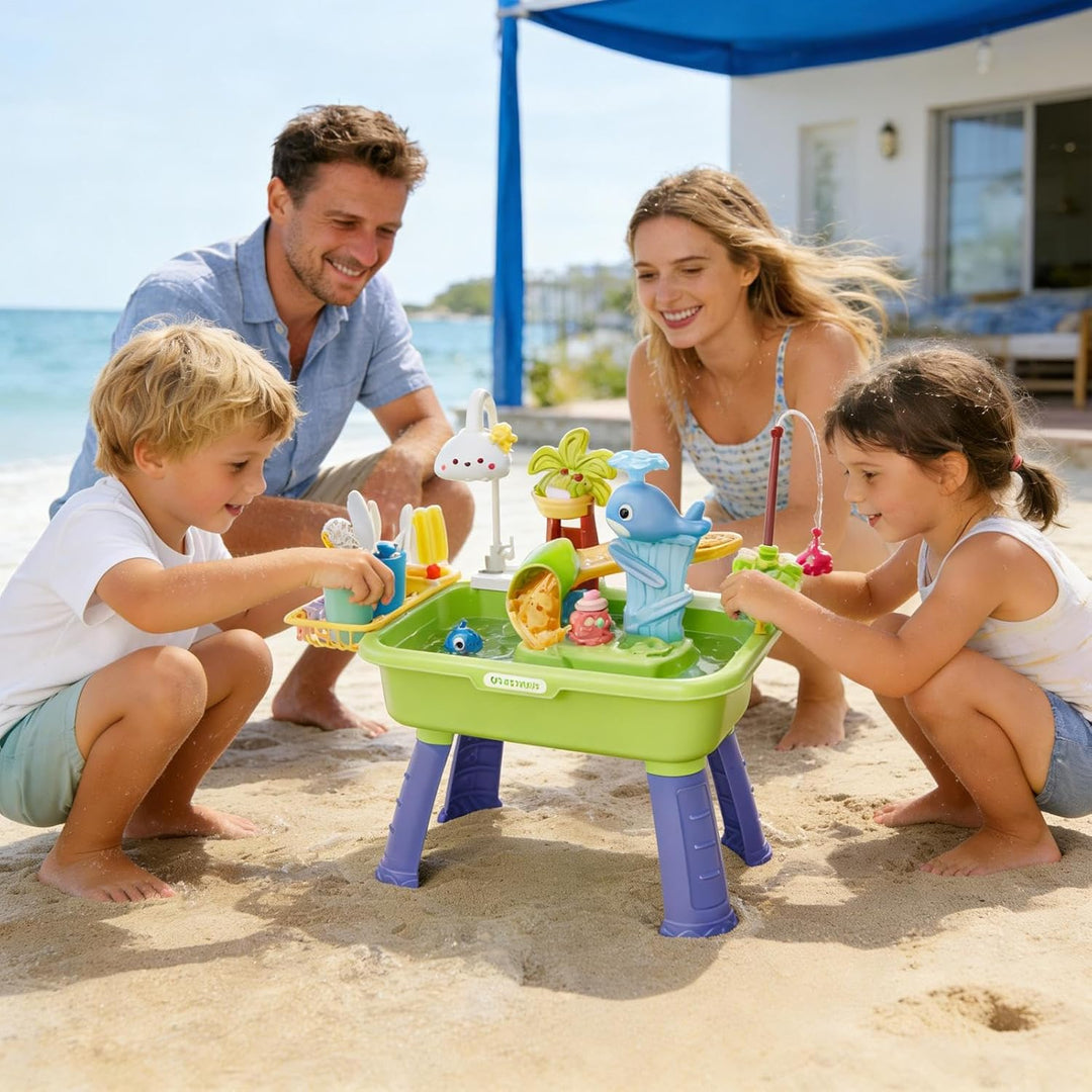 Wassertisch Für Kinder - 4-in-1 Aktivitätstisch Mit Fliessendem Wasser | Sicheres Kunststoffmaterial