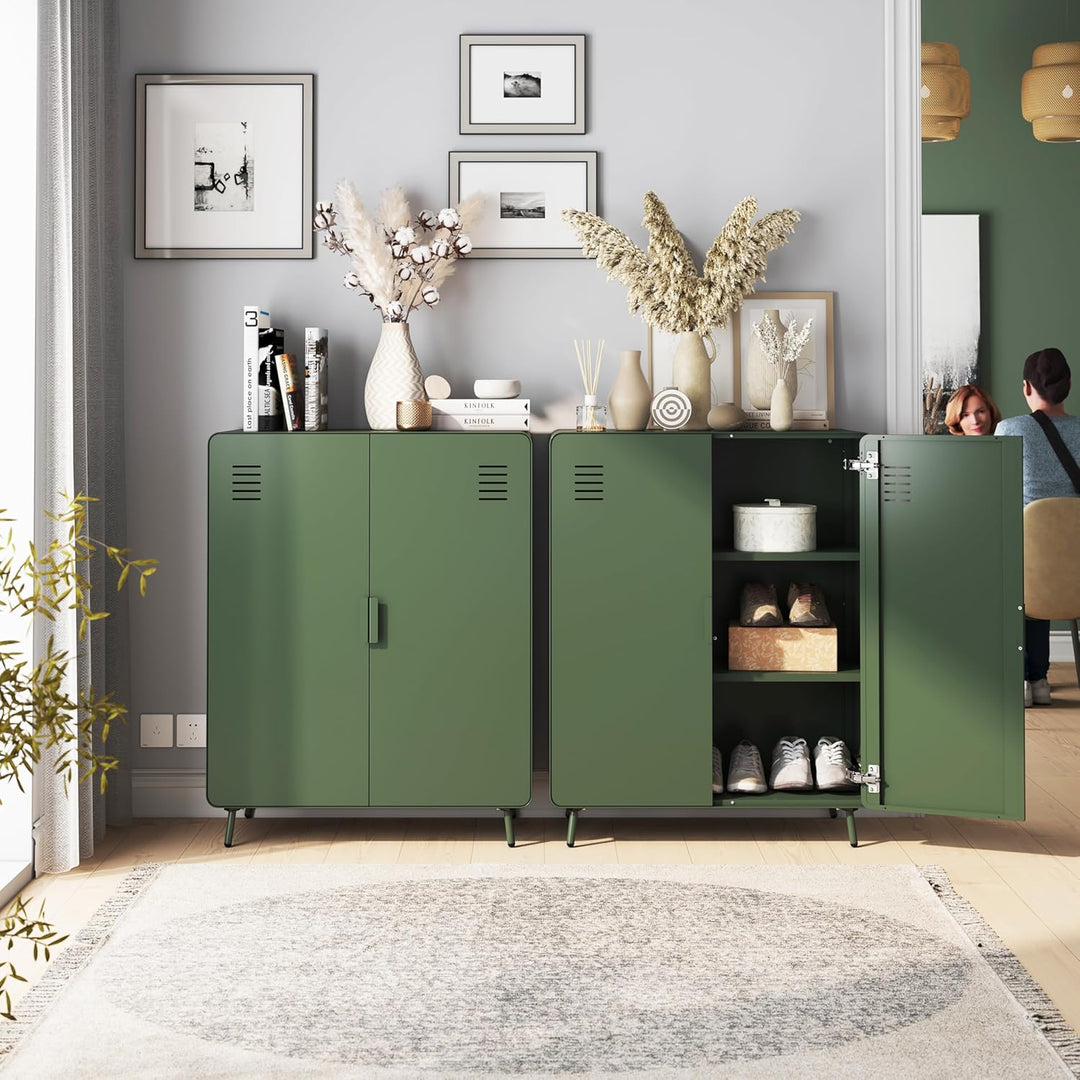 MEUBLE COSY Sideboard Buffets Küchenschrank Kommode mit 3 Türen Magnet und Regal Ablage aus Metall f