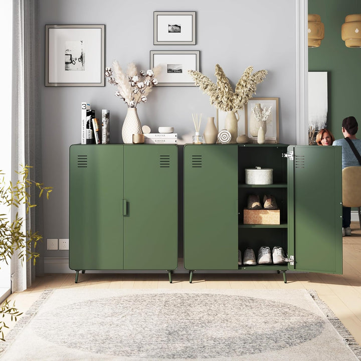 MEUBLE COSY Sideboard Buffets Küchenschrank Kommode mit 3 Türen Magnet und Regal Ablage aus Metall f