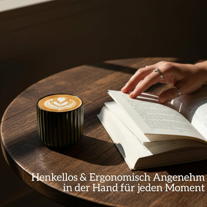 Erkundpresso.Kaffeebecher 4er Set Espressotassen Ohne Henkel Steingut Dickwandiger Kaffeebecher Prem