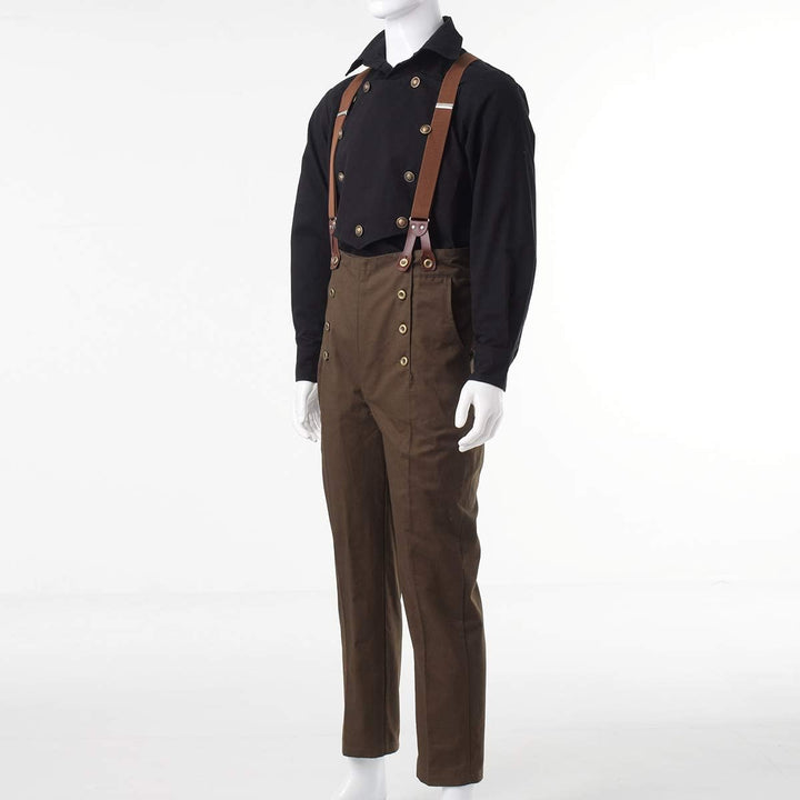 GRACEART Steampunk Gothic Herren Hose Men Lange Casual Hosen Mittelalter Kostüm Cosplay XXL Grün, XX