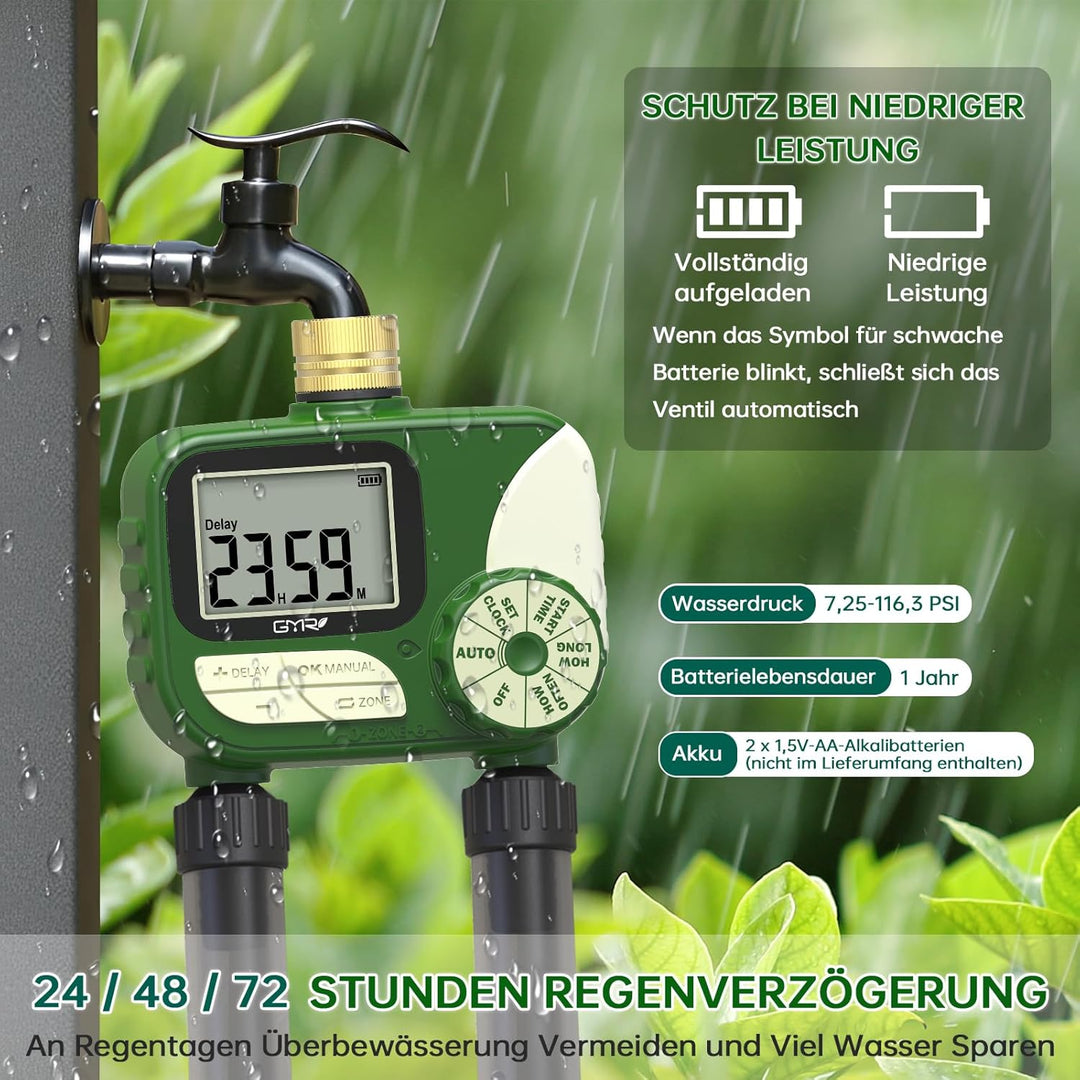 GMR Bewässerungscomputer mit Messingeinlass, Bewässerungssteuerung für Gartenschlauch, Bewässerungsu