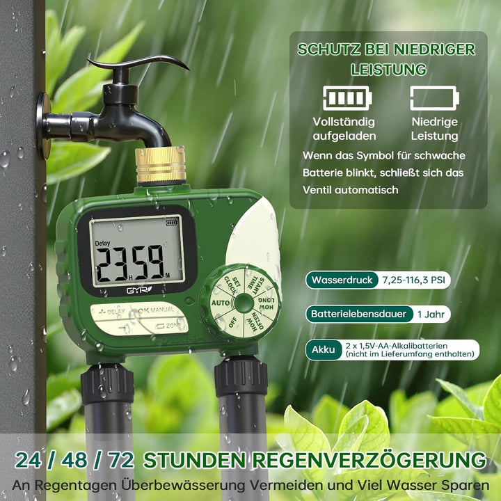GMR Bewässerungscomputer mit Messingeinlass, Bewässerungssteuerung für Gartenschlauch, Bewässerungsu