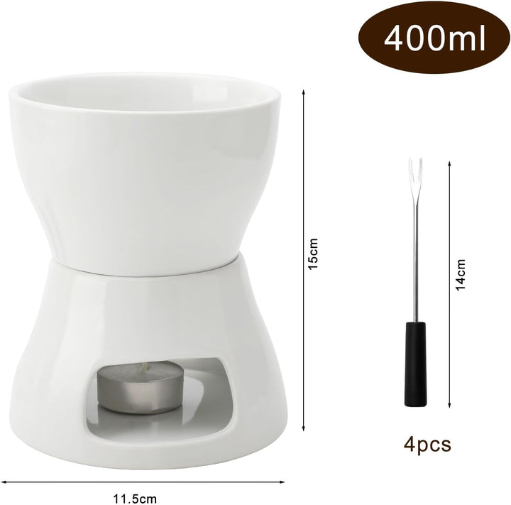 Keramik Fondueset Schokofondue Fondue Schokolade Schokoladenfondue, Keramikschale mit Teelichthalter