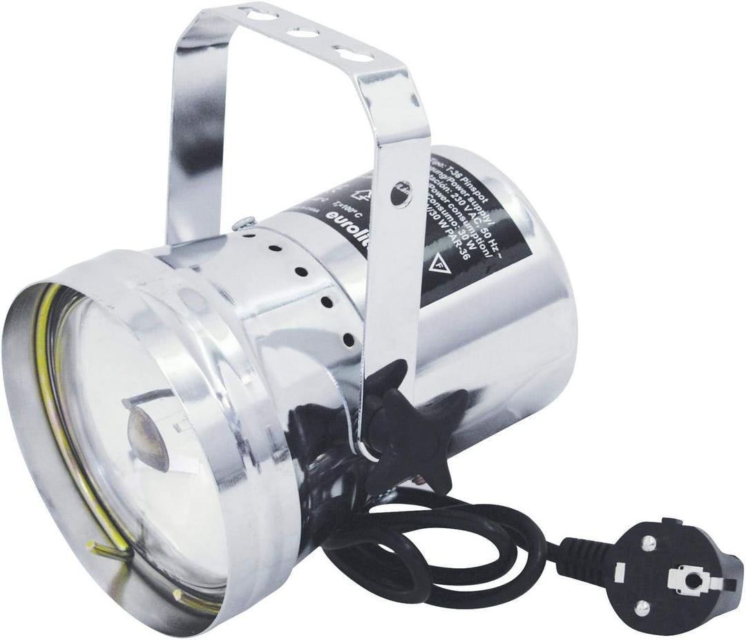 Eurolite T-36 Pinspot mit Stecker, silber für PAR-36 6 V/30-W-Lampe