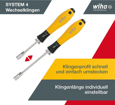 Wiha Schraubendreher mit Wechselklingen Set ESD SYSTEM 4 (33848), 27 tlg. für tiefliegende Schrauben