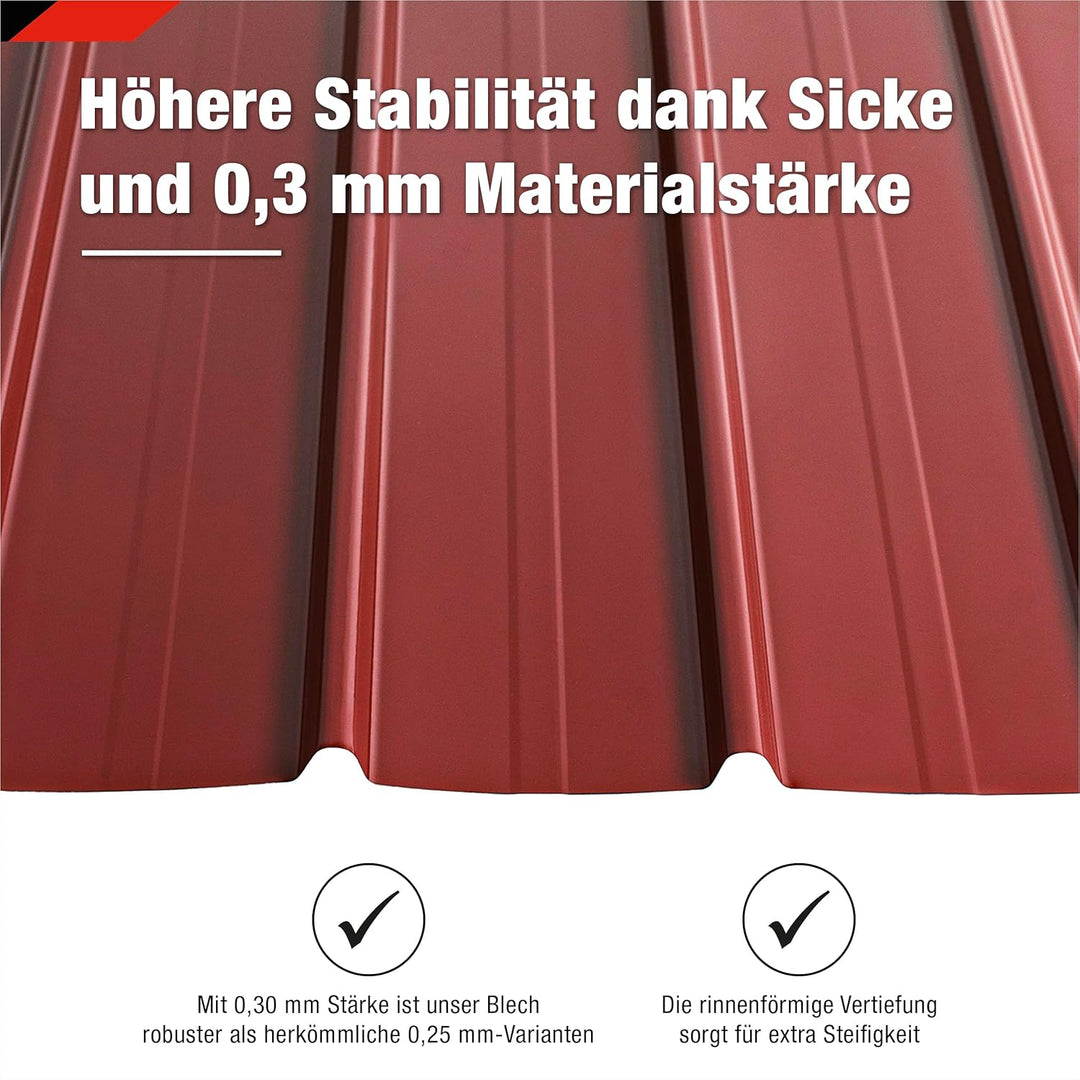 SMART Cover Set H12 Plus, 12 x Trapez-Abdeckblech 125 x 45 cm 6,75 m² inkl. Schrauben (Rot), Rot