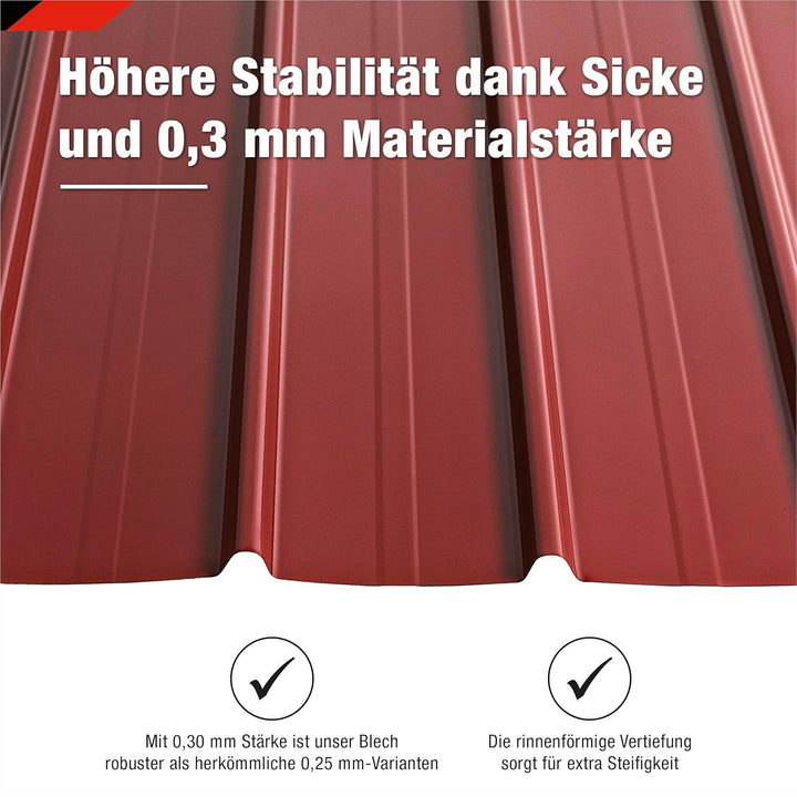 SMART Cover Set H12 Plus, 12 x Trapez-Abdeckblech 125 x 45 cm 6,75 m² inkl. Schrauben (Rot), Rot