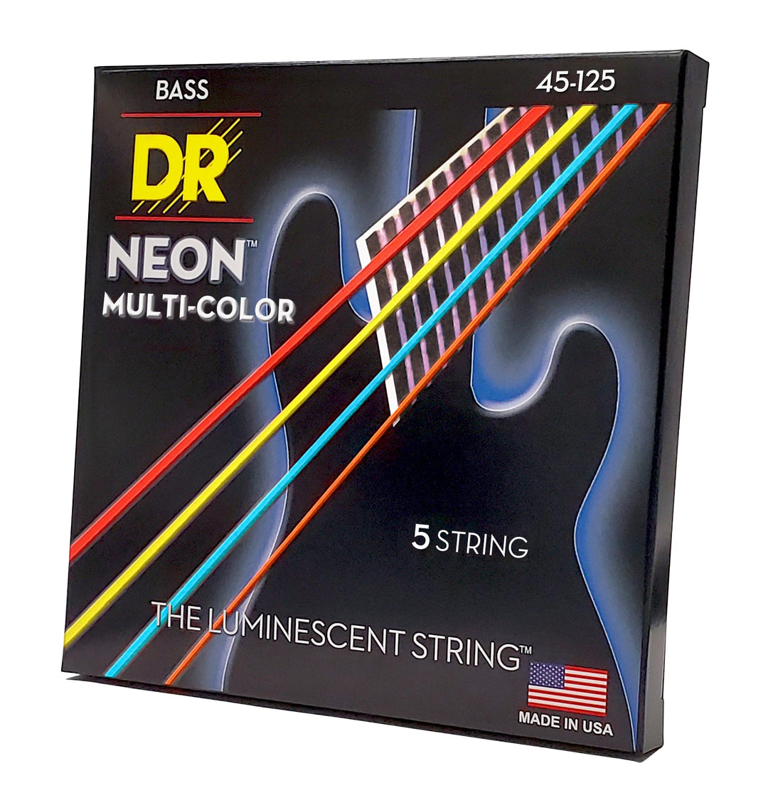 DR Strings HiDef Neon Multi-Color 5-String Bass (NMCB5-45) Neon Multi: 5-saitige Medium 45-125, Neon
