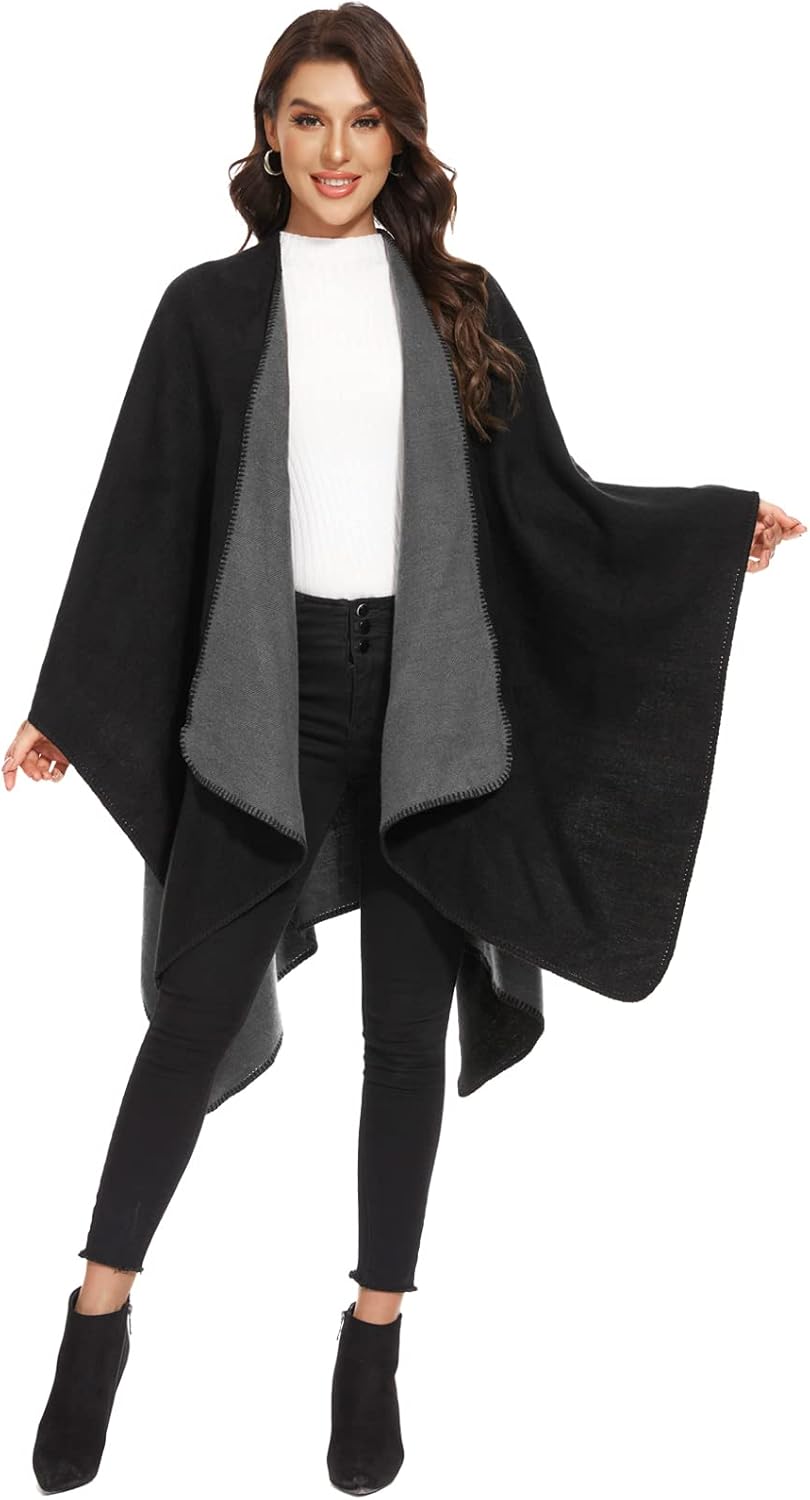 colornival Poncho Damen Winter Warm Elegant Poncho Decke Poncho Cape Strick Poncho Mantel Winter Pon