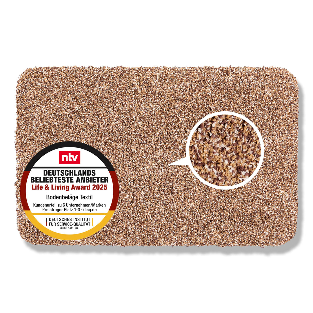 Astra Schmutzfangmatte innen waschbar 40x60 cm – Sauberlaufmatte beige 100% Baumwolle Türmatte - Ent