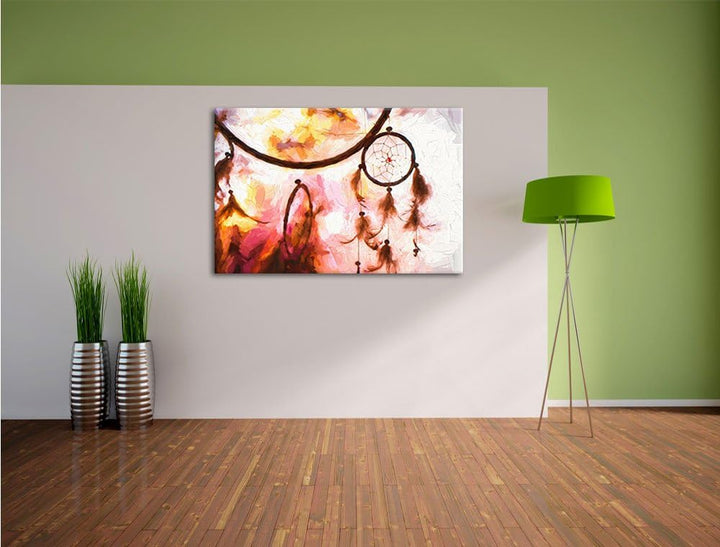 Pixxprint Traumfänger bei Sonnenuntergang als Leinwandbild/Grösse: 100x70 cm/Wandbild/Kunstdruck/fer