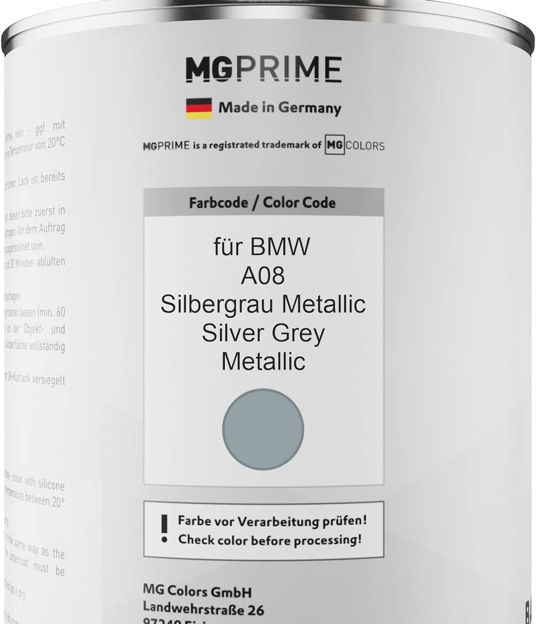 Autolack Dose Set für BMW A08 Silbergrau Metallic/Silver Grey Metallic Basislack 2K Klarlack Härter