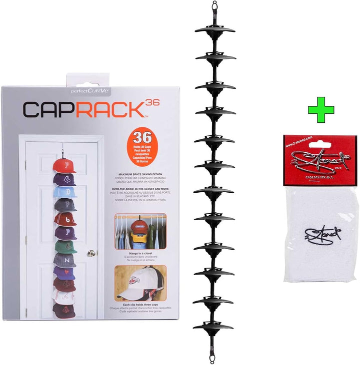 2Stoned Cap-Rack XXL Kappenhalter in Schwarz mit 12 Clips zum Aufhängen von bis zu 36 Baseball Caps