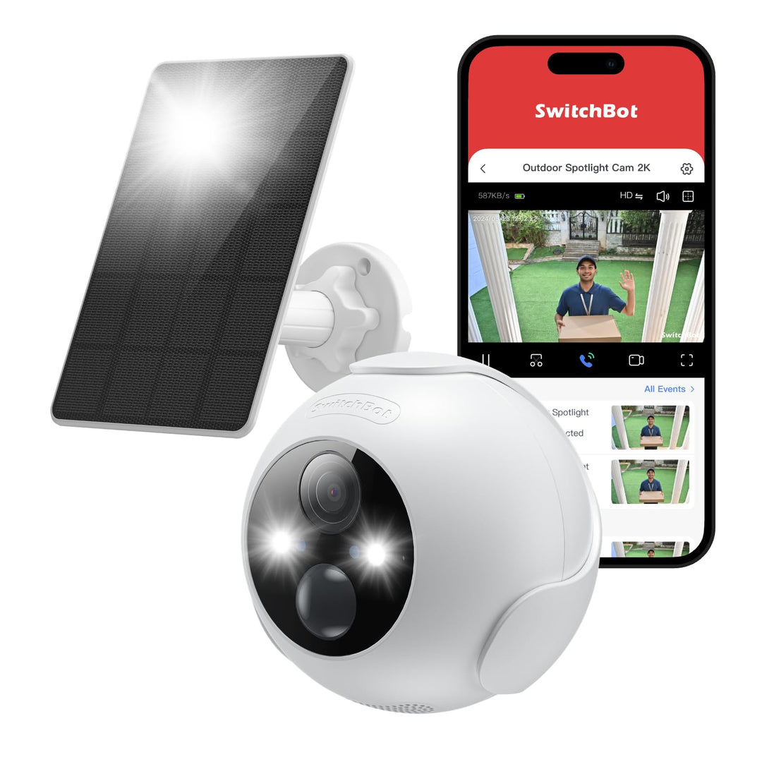 SwitchBot Drahtlose Sicherheitskamera Kit, 2K Aussenkamera mit Solarpanel, ununterbrochene Überwachu