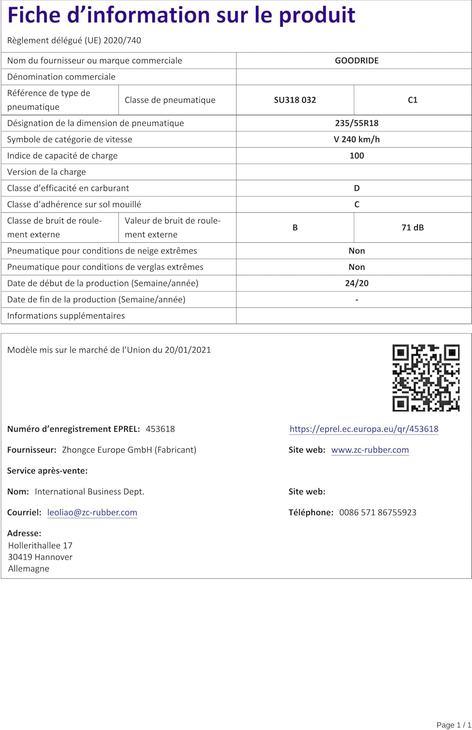 Goodride SU318-235/55R18 100V - Sommerreifen