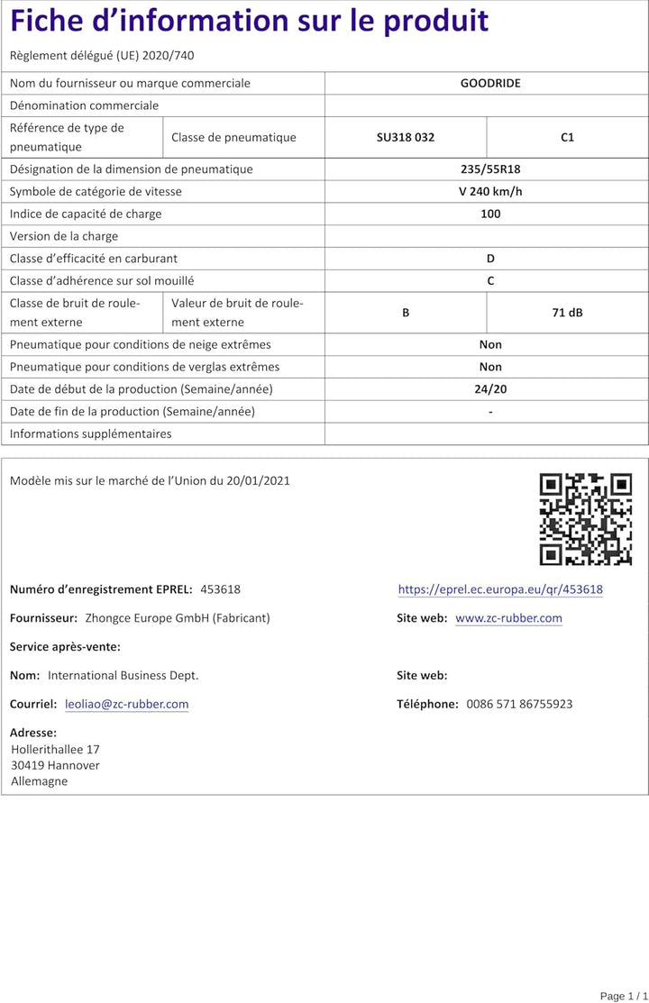 Goodride SU318-235/55R18 100V - Sommerreifen