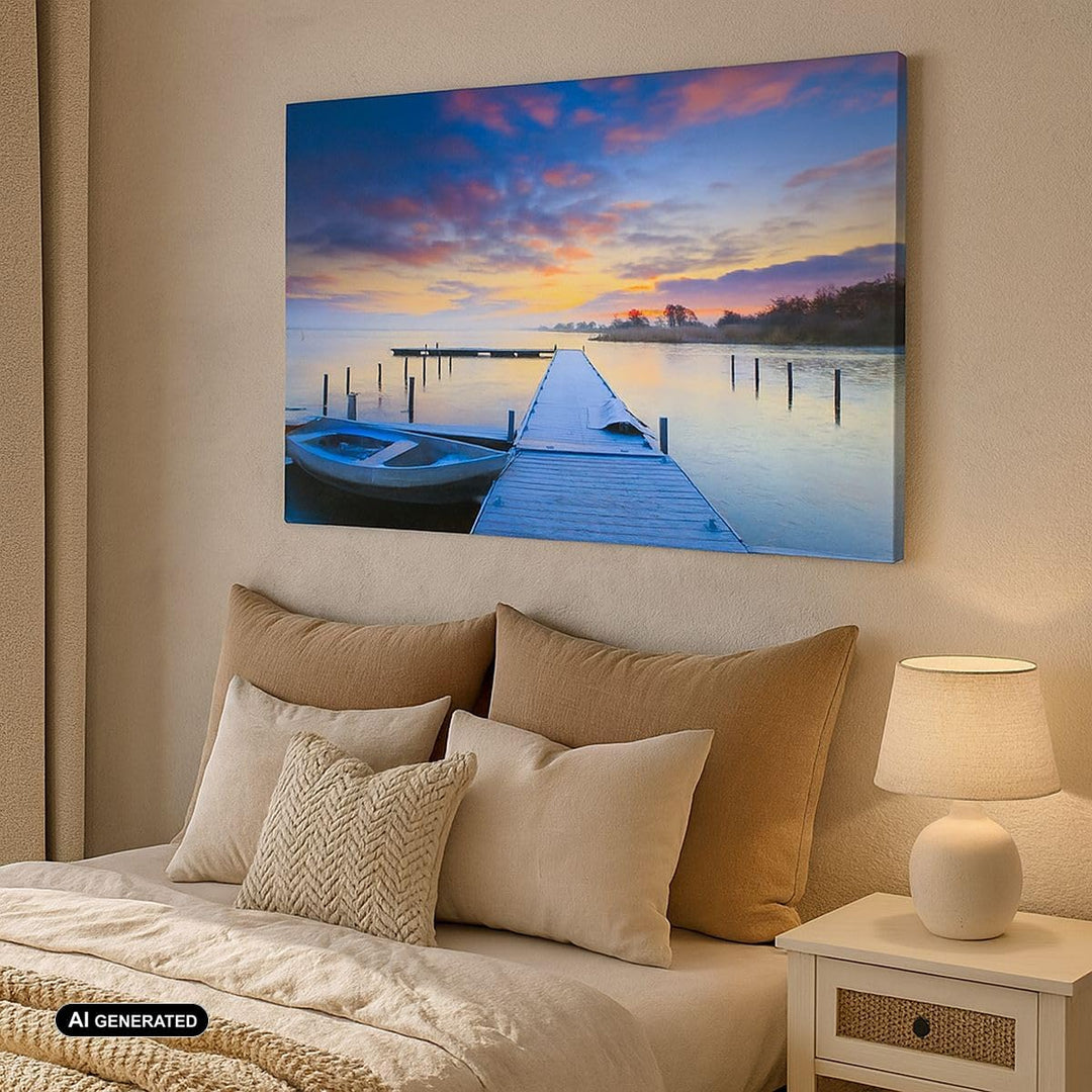 Bilder auf Leinwand Niederlande Natur Meer Sonnenuntergang Leinwandbild 70x50cm Wandbilder Dekoratio