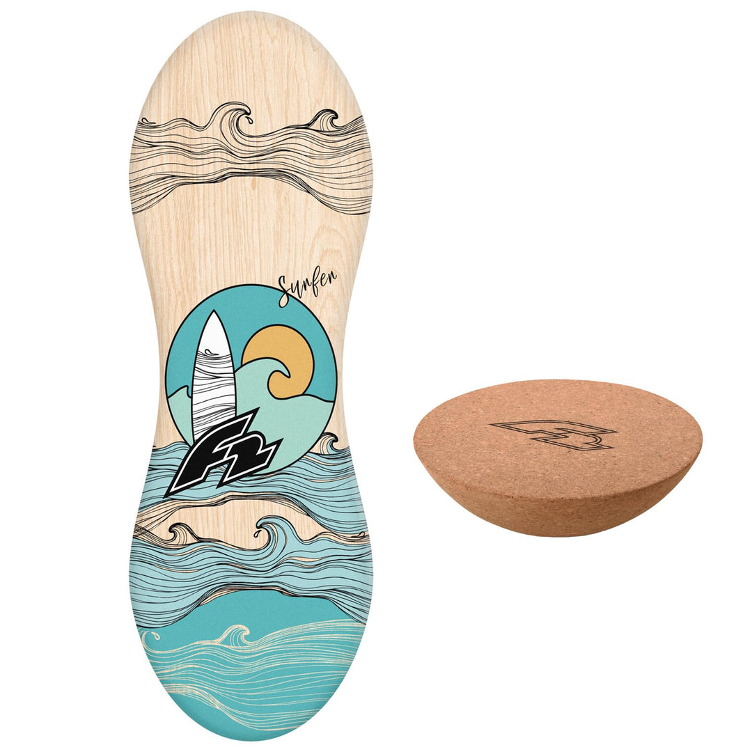 F2 Balance Board Peanut 86 x 32cm mit wählbarem Zubehör 2025/26 Balance Board + Halbkugel, Balance B