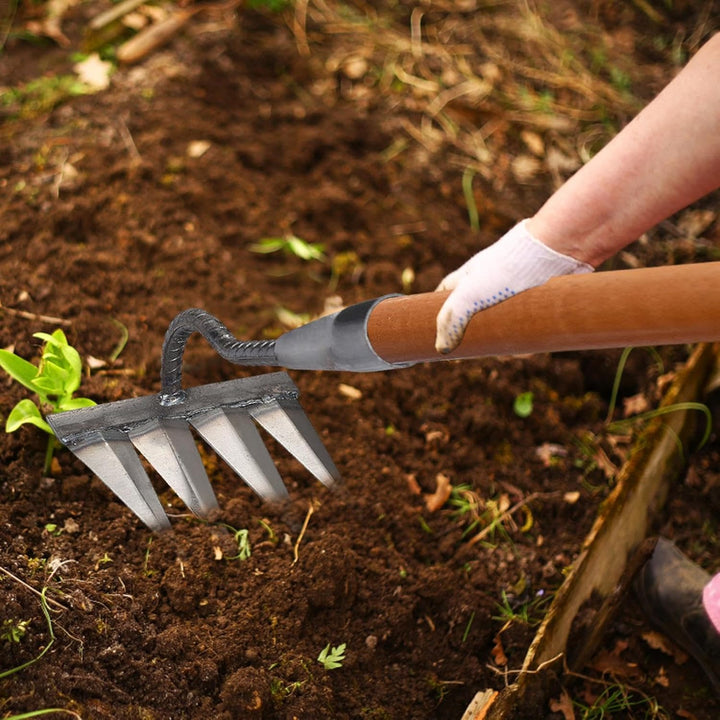 Garden Harke, 4 Zahnstahl Rechen Garten Unkrauthacke, Unkraut Entferner Gerät, Garten Unkrautstecher