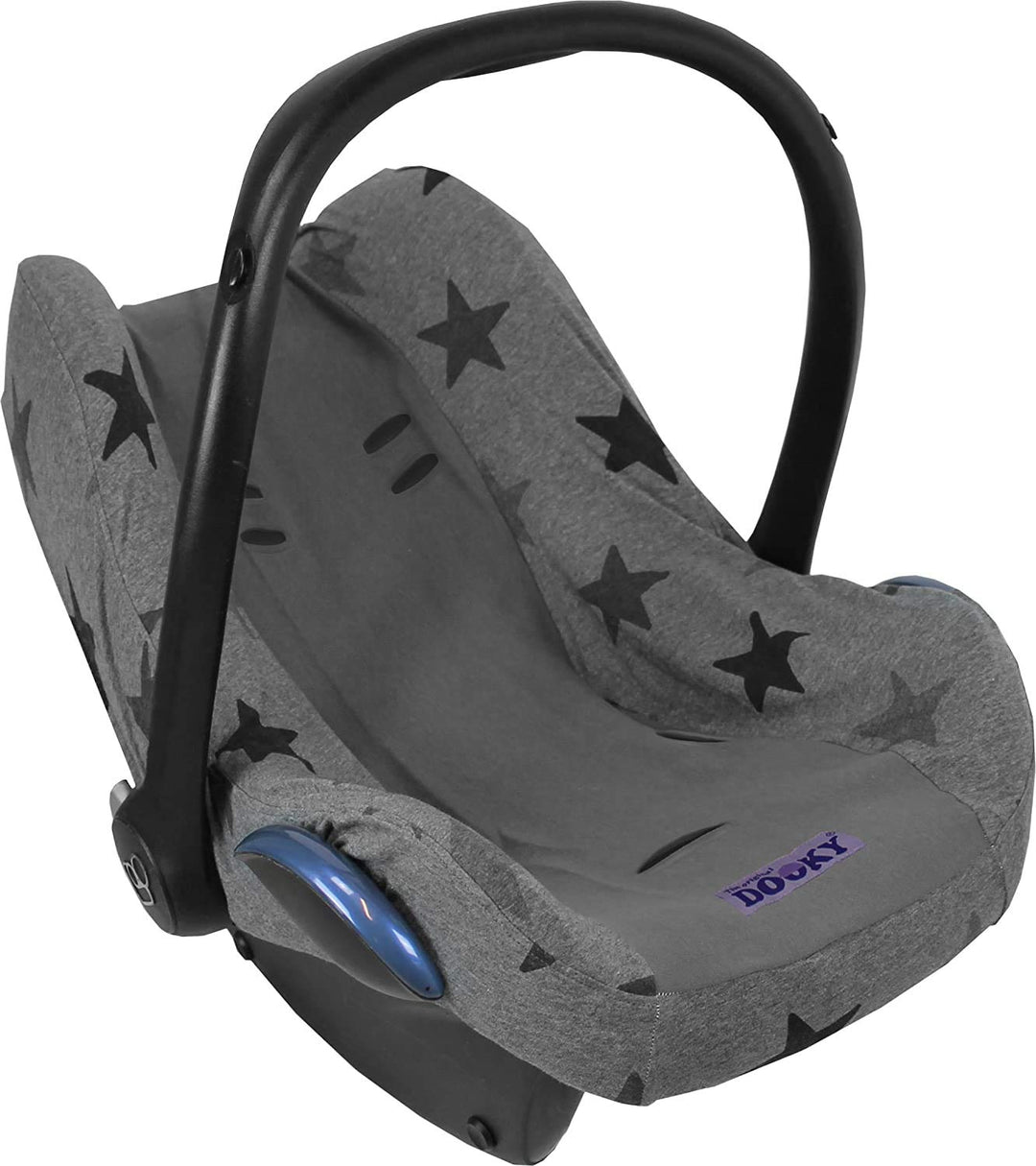 Original Dooky Seat Cover Schonbezug Grey Stars für Babyschale Universalgrösse geeignet für 3 und 5