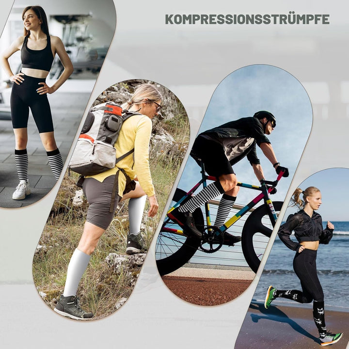 LEOSTEP Kompressionsstrümpfe für Männer und Frauen (6 Paar) – Kompressionssocken für Alltag, Reise,