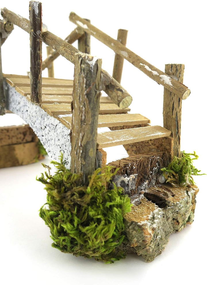 Bertoni Brücke aus Kork und Holzplanken für Krippe | Italienisches Produkt | 23x12x7 cm