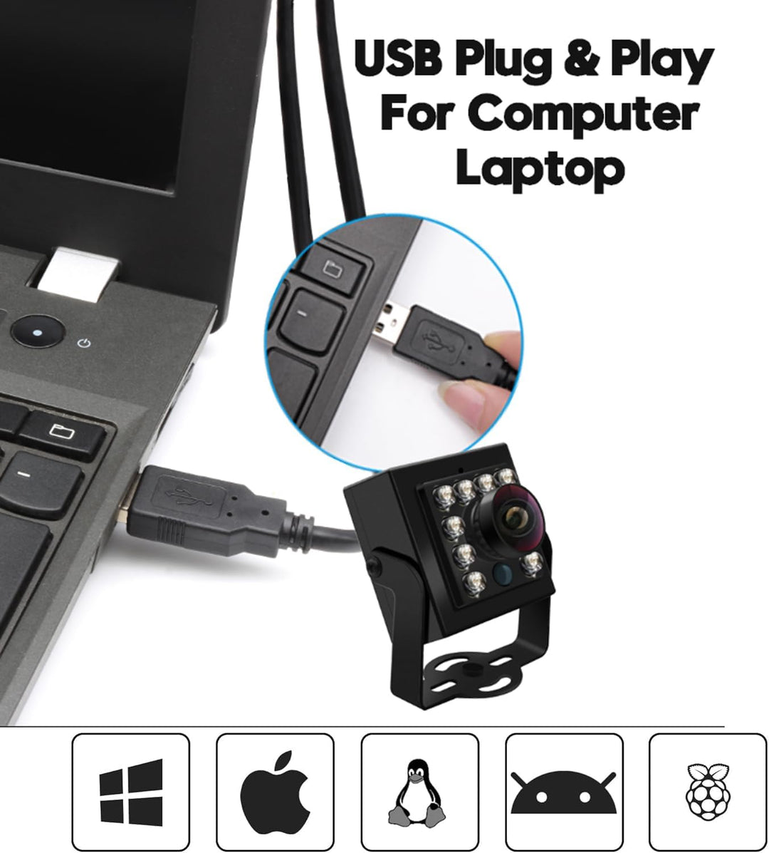 Svpro 1080P Tag- und Nachtsicht-USB-Kamera für Computer, 2MP Automatische IR-Cut-Umschaltung, Ganztä