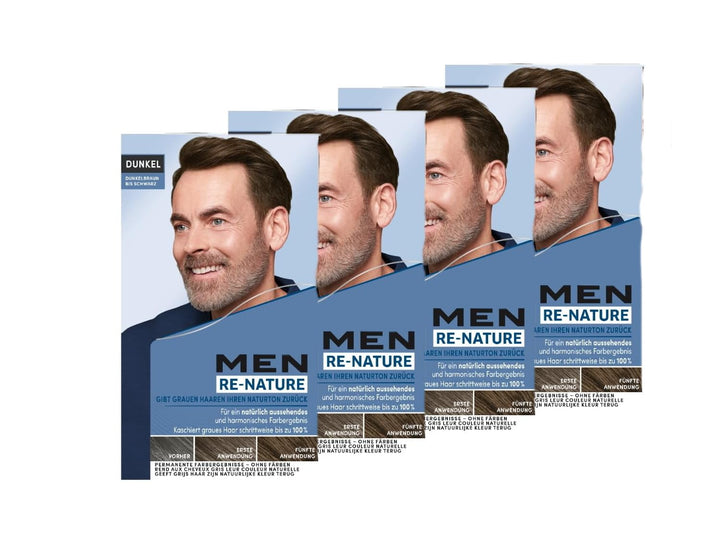 Men Perfect Re-Nature Männer Dunkelbraun bis Schwarz (4x 145 ml), Re-Pigmentierungs-Creme, stellt oh
