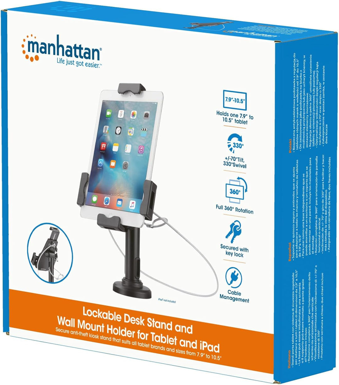 Manhattan 462112 Tisch- oder Wandhalterung mit Schloss für Tablet und iPad