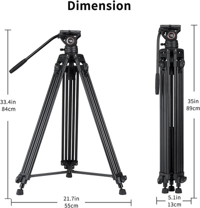 Video Stativsystem, Cayer BV30L 72 Zoll - Professionelles Hochleistungs-Aluminium-Doppelrohrstativ,