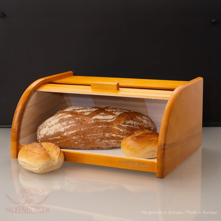 Brotkasten aus Buchenholz ca. 39x29x18cm Rollbrotkasten traditionell Brotbox mit Roll-Deckel Handmad