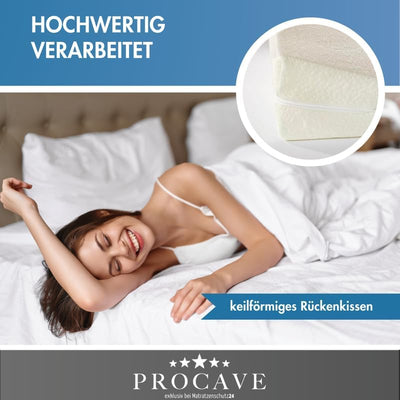 PROCAVE Bettkeil | keilförmiges Schaumstoffkissen | atmungsaktive Matratzenerhöhung | Made in German