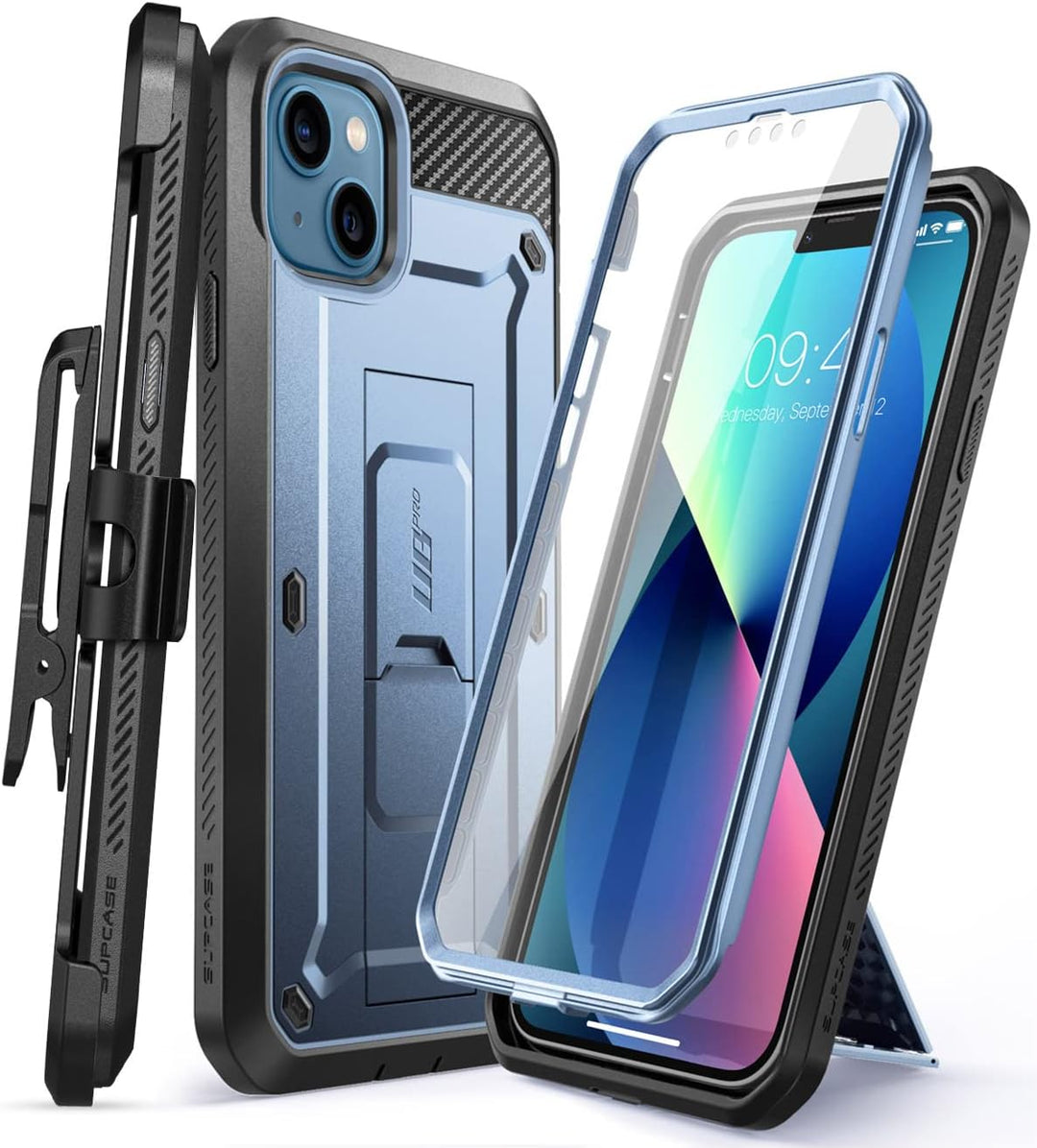 SUPCASE Unicorn Beetle Pro Ganzkörper Rugged Holster Schutzhülle für 6,1 Zoll iPhone 13 (2021), Meta