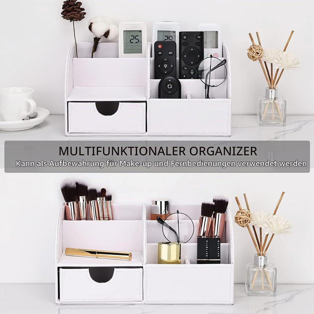 KINGFOM Büro Schreibtisch Organizer Ordnungssystem Tisch Organizer PU Leder Stiftehalter Stiftebox S