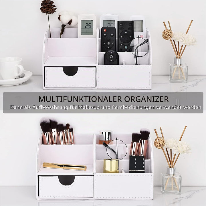 KINGFOM Büro Schreibtisch Organizer Ordnungssystem Tisch Organizer PU Leder Stiftehalter Stiftebox S