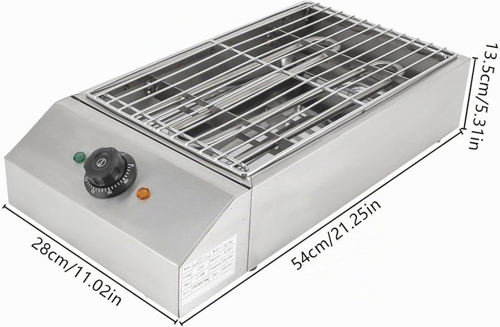 Tischgrill Elektrisch, Barbecue Elektrogrill mit Abnehmbares Edelstahl Grillrost, 2600W Einstellbare