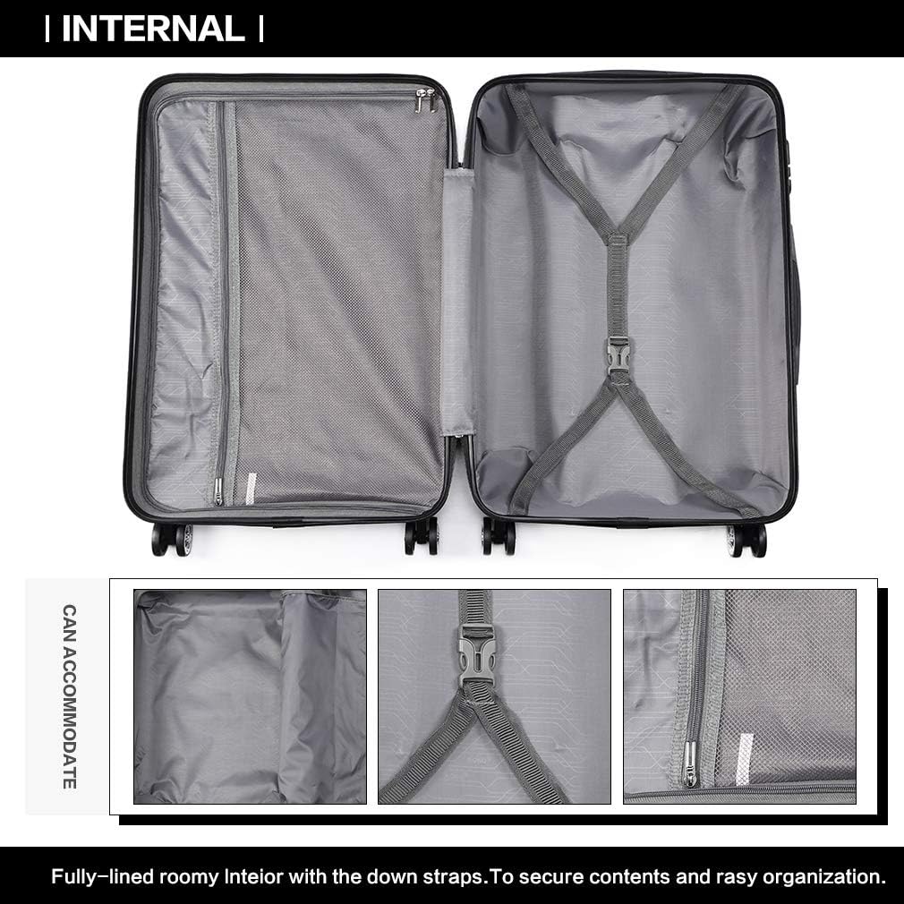 KONO Hartschale Trolley Koffer 4 Rollen Reisekoffer Gepäck (Beige, M) Beige M (56cm - 40L), Beige M