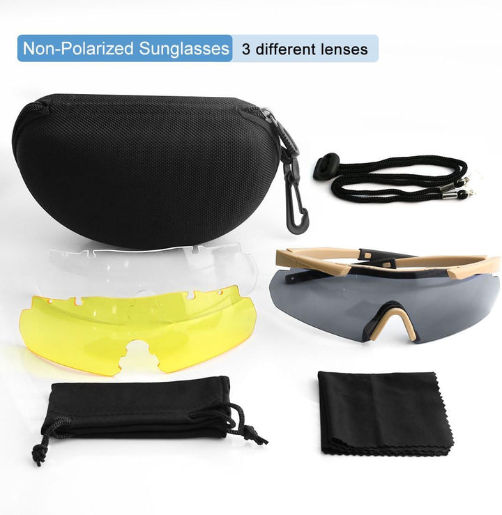 Feyachi Schutzbrille mit 3 Austauschbaren Beschlagfrei &amp; Kratzfest Gläsern, Schiessbrille für Sports